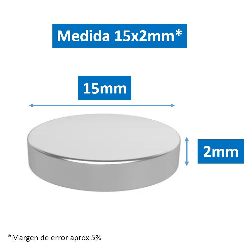 Imanes De Neodimio Modelo Disco 15mmx2mm Pack 10 unds