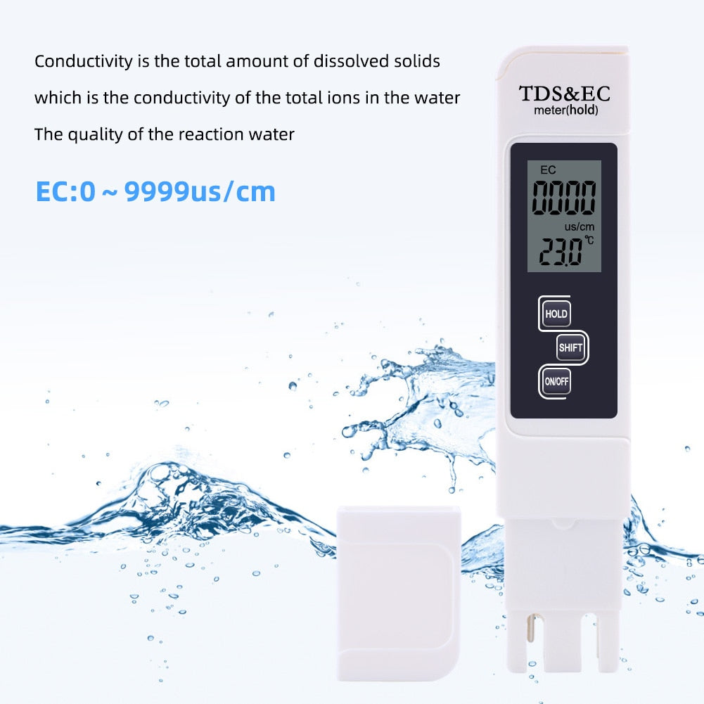 Medidor Digital 3 en 1 TDS EC y T Calidad de Agua