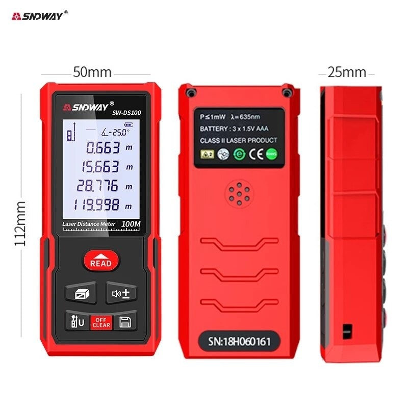 Medidor De Distancia Laser 50m con Nivel Digital SW-DS50 SNDWAY