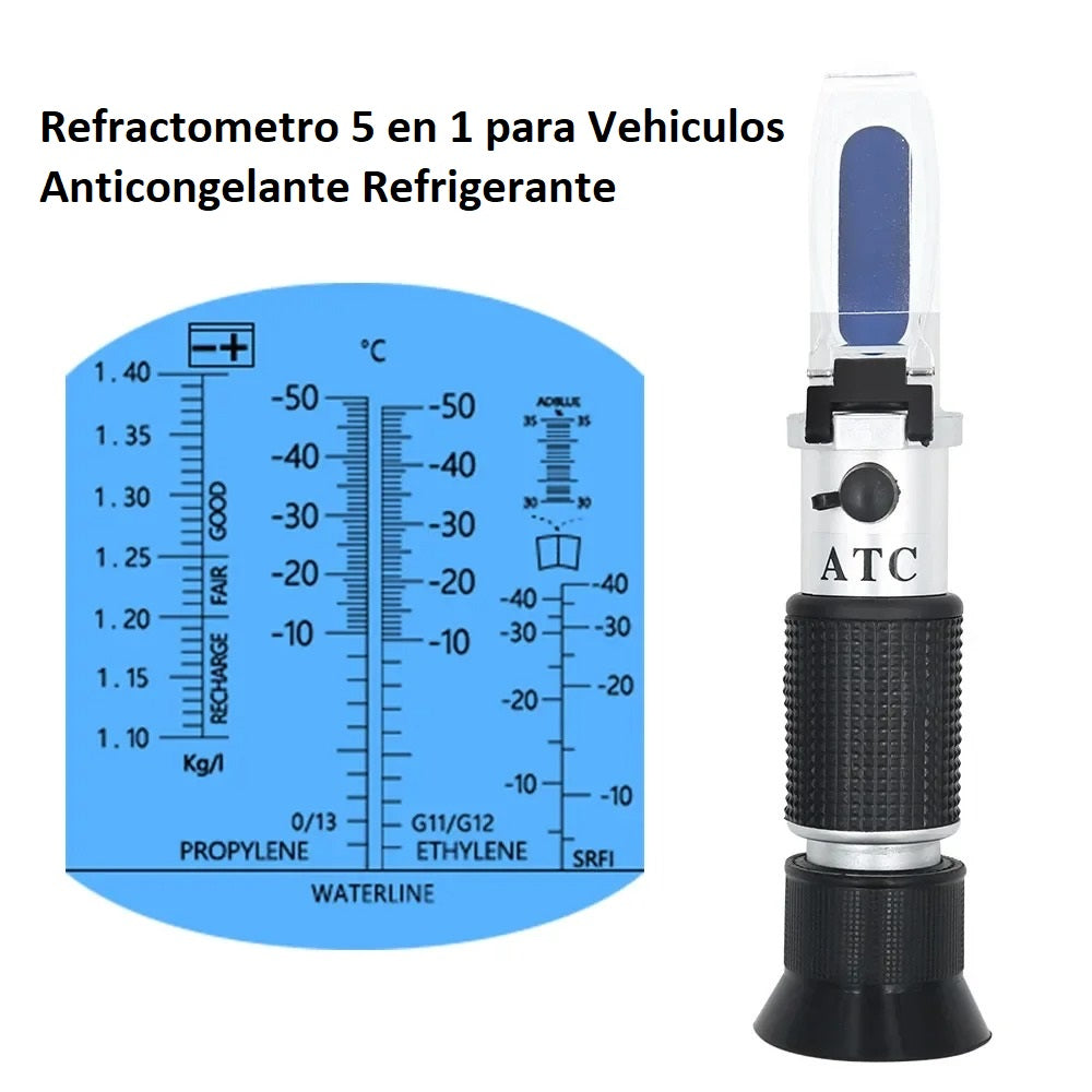 Refractometro ATC 5 en 1 Urea Adblue Bateria Refrigerante EG PG CW