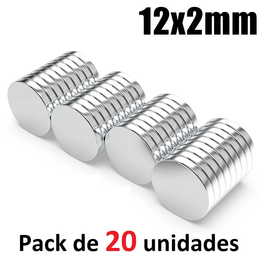 Imanes De Neodimio Modelo Disco 12mmx2mm Pack 20 unds