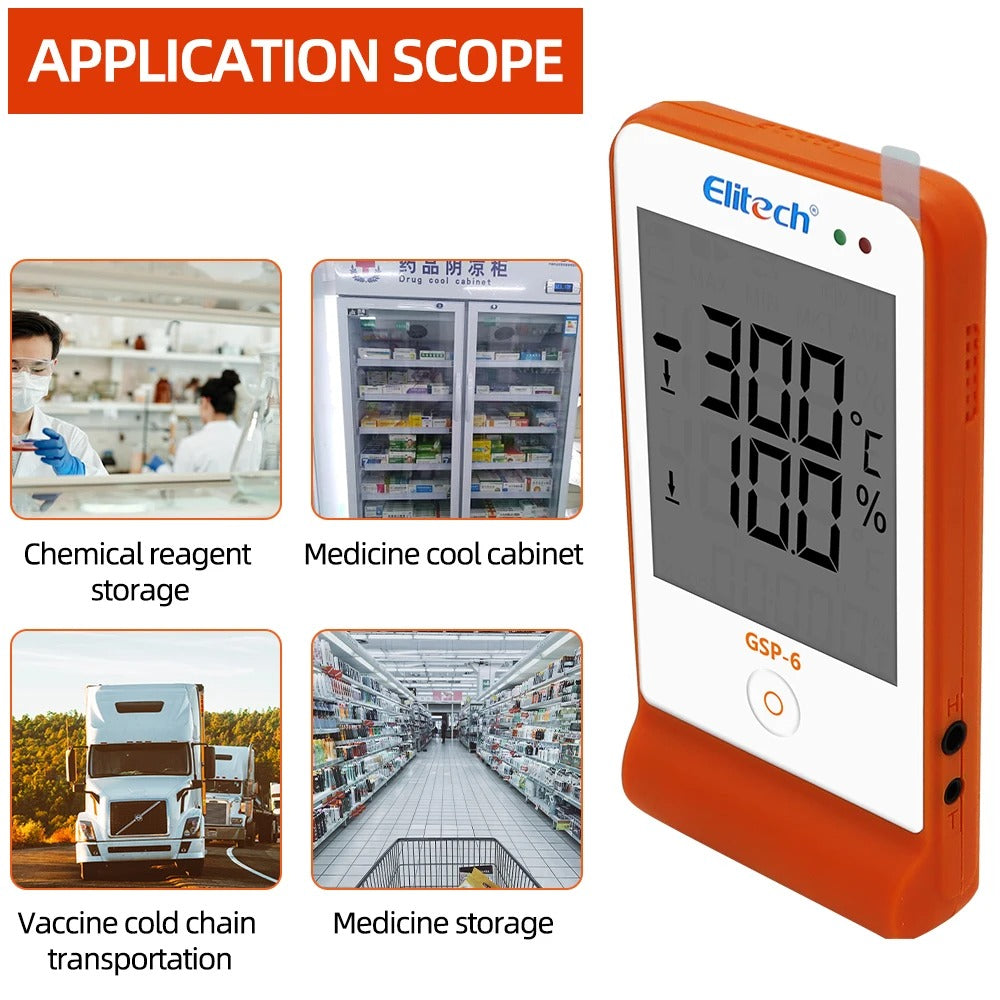 Termohigrómetro Data Logger Temp Y Humedad Elitech GSP-6