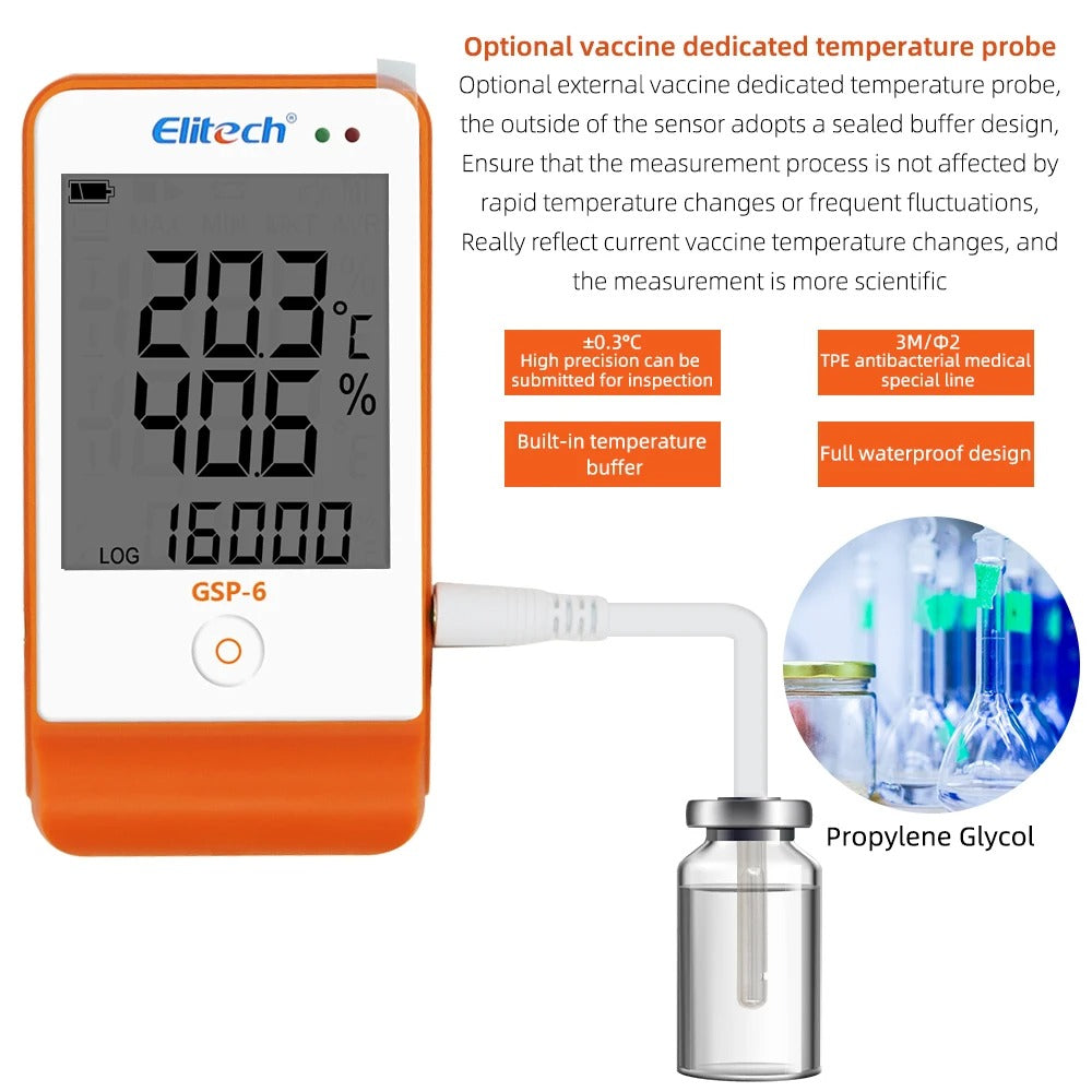 Termohigrómetro Data Logger Temp Y Humedad Elitech GSP-6