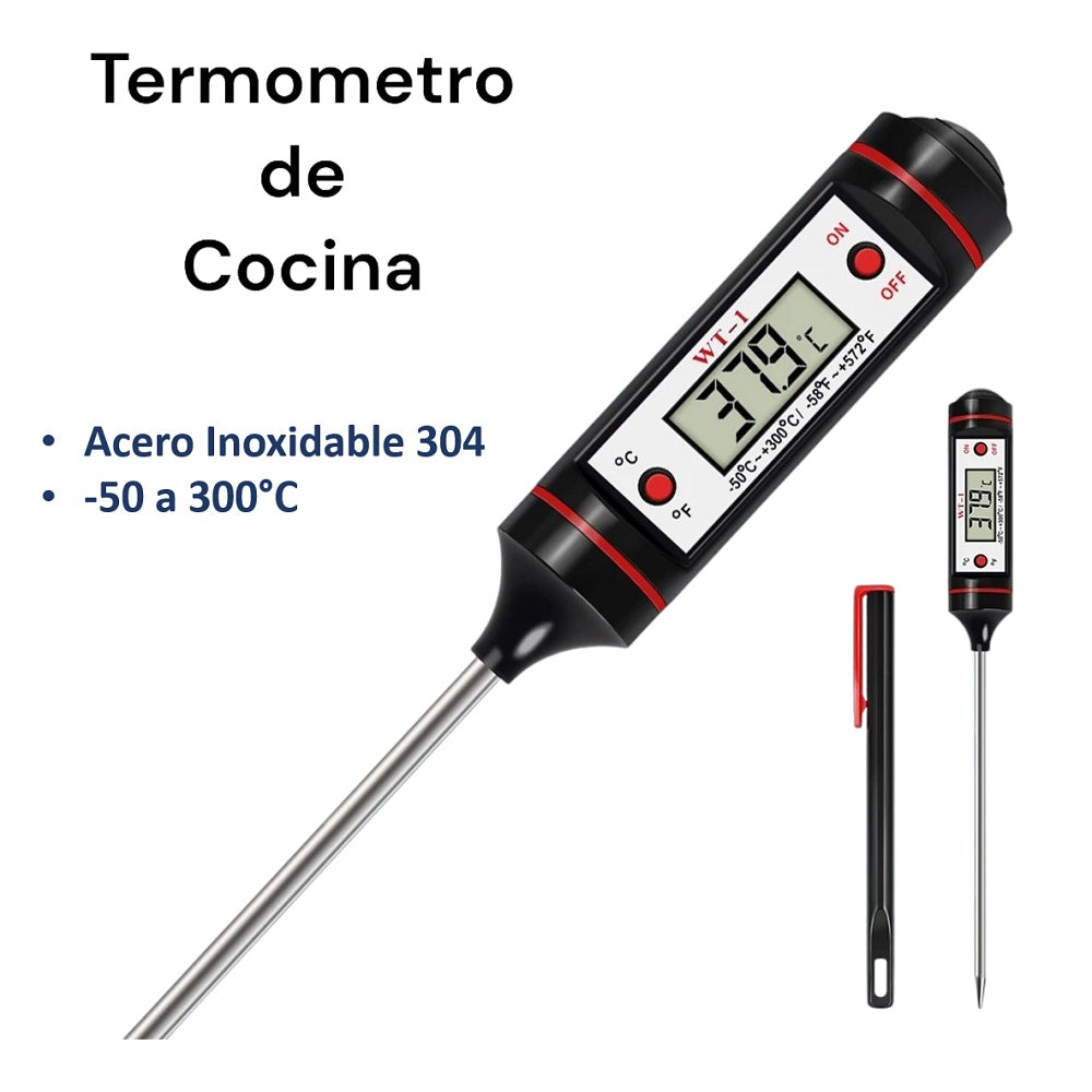 Termómetro Digital Acero Inox Cocina 300°C Carnes, Leche, Agua Horno WT-1