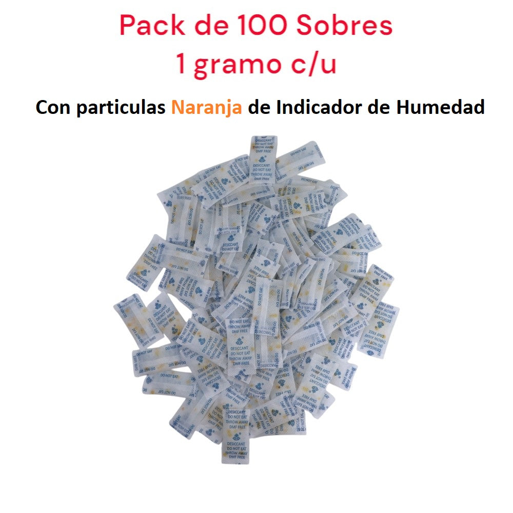 Silica Gel Sobre 1g x 100 sobres Indicador de Humedad Naranja