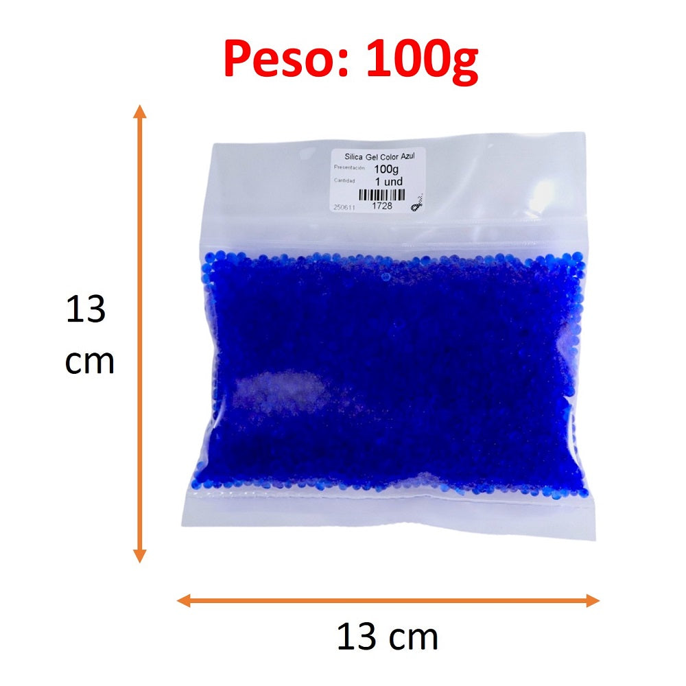 Silica Gel Color Azul Bolsa de 100g Cambia de Color