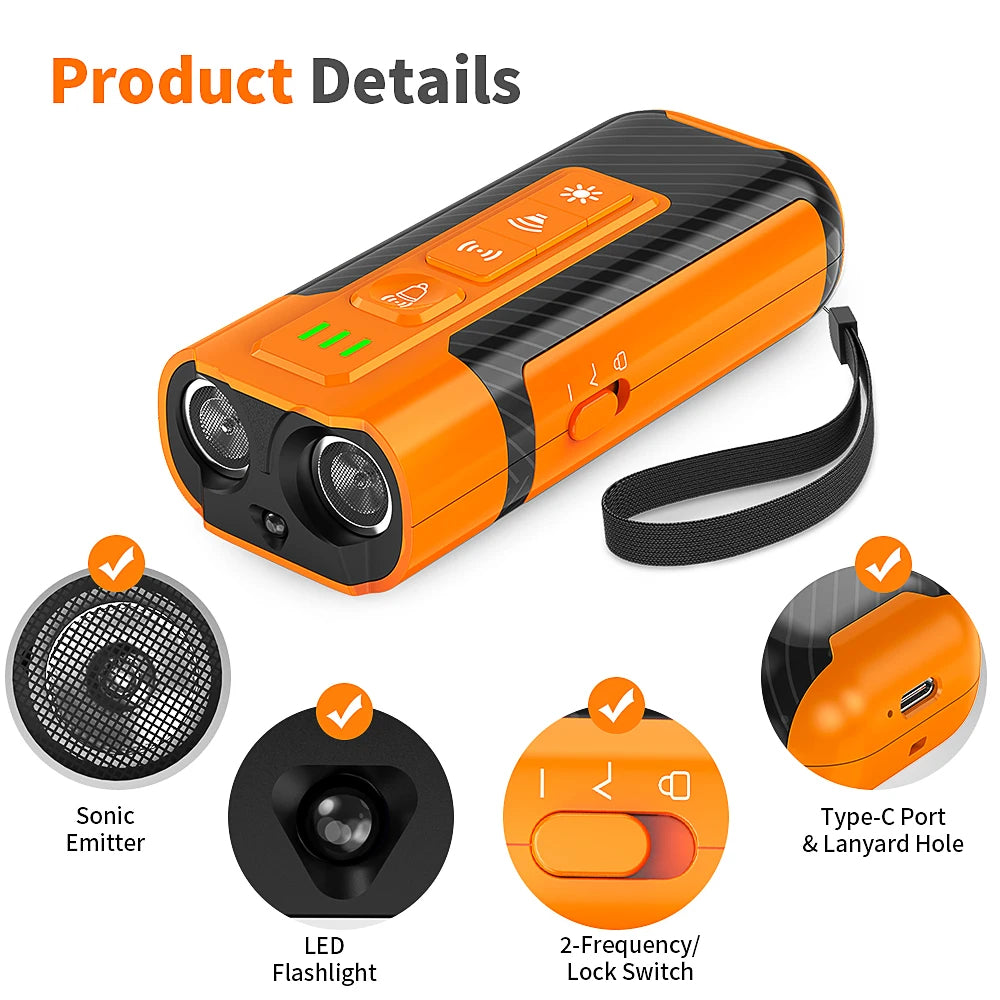 Ahuyentador Perros Ultrasonico Recargable 4 Modos TZ-U59S