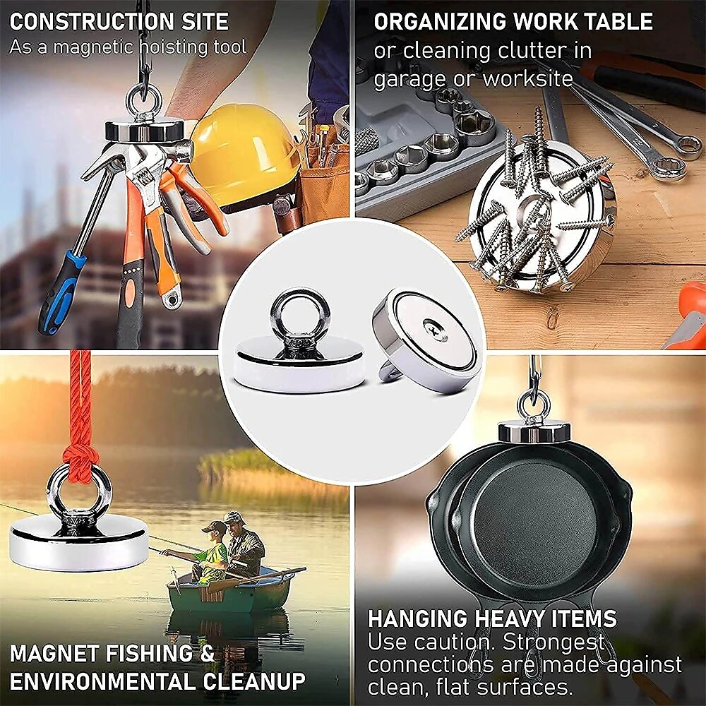 Iman de Neodimio 90mm Pesca G° N52 330kg Carga Axial Nominal