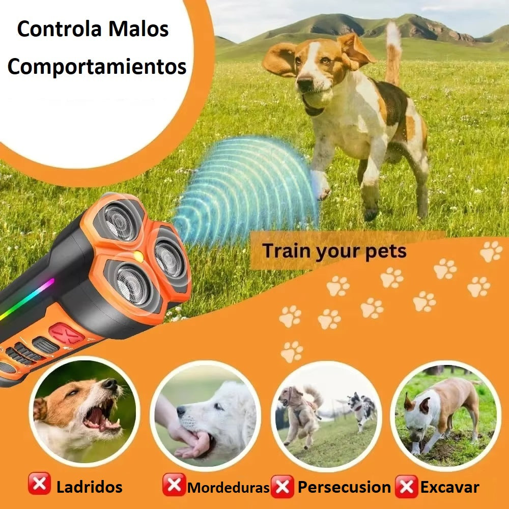 Ahuyentador Perros XP40 Ultrasonico Recargable Linterna LED