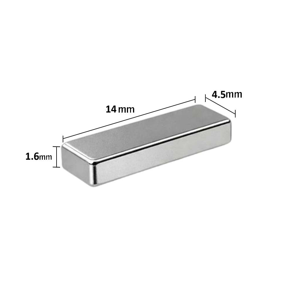 Iman de Neodimio Modelo Rectangular 14x4.5x1.6mm Pack 20 unds ...
