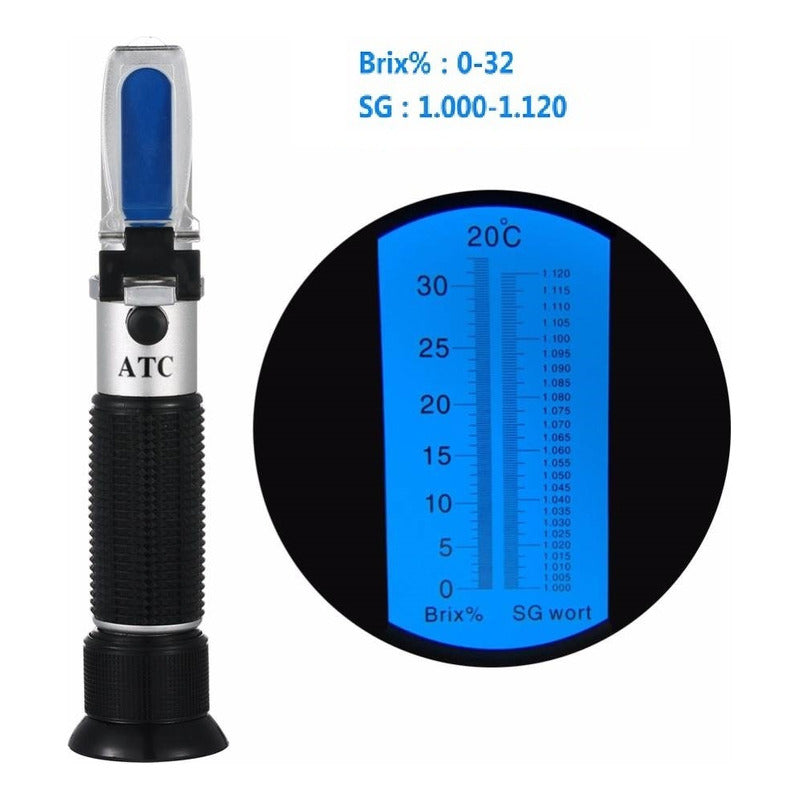 Refractometro Atc 2 En 1 32 % Brix 1120 Gs Vino Azúcar Leche