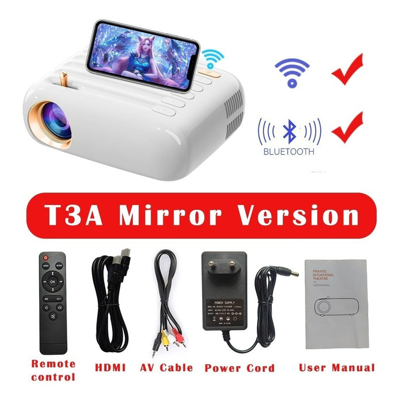 Mini Proyector T3a 5,500lm Full Hd 120puLG Celular, Bluetoot