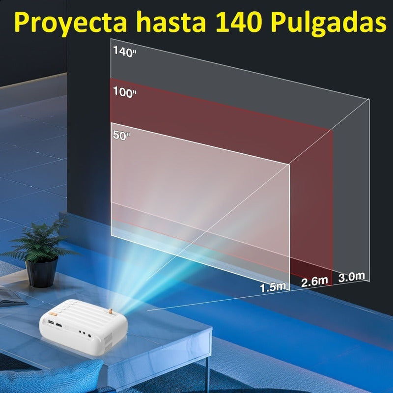 Mini Proyector T3a 5,500lm Full Hd 120puLG Celular, Bluetoot