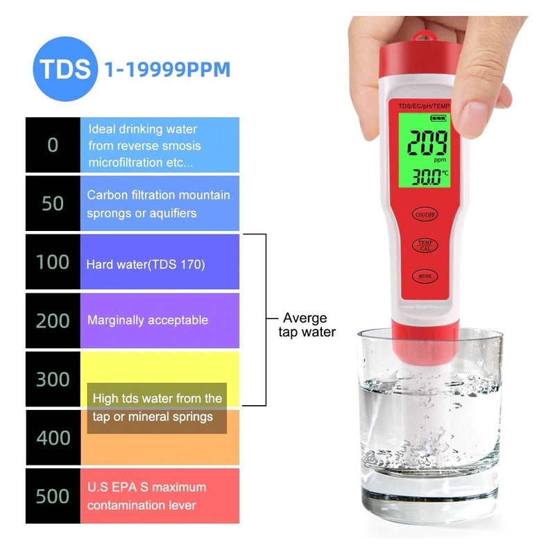 Medidor Digital 4 En 1  Ph Tds Ec Original Calibrado