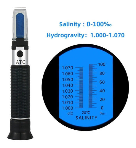 Refractometro Atc 0-100% Salinidad Y Sg Salinometro Acuario