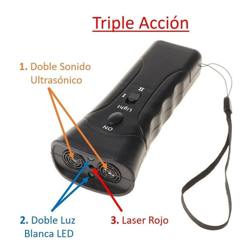 Ahuyentador Perros Triple Accion Repelente Led Ultrasónico