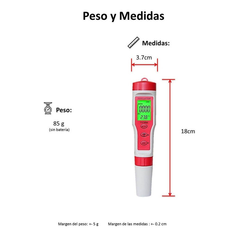 Medidor Digital 4 En 1  Ph Tds Ec Temp Calidad Agua Original