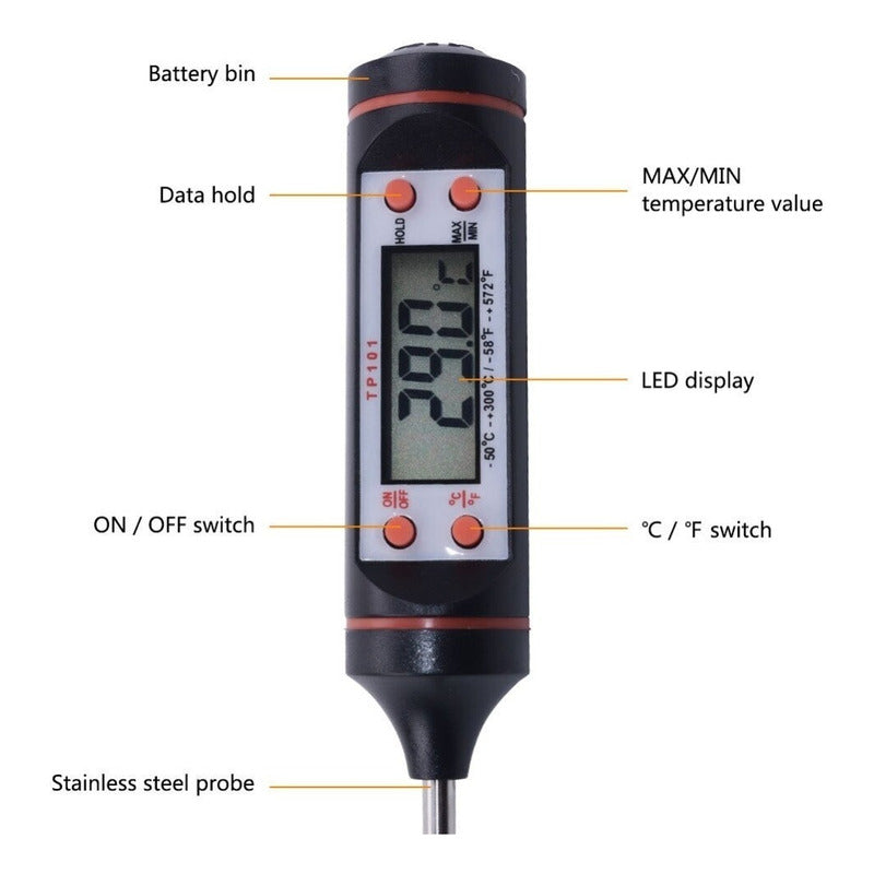 Termometro Digital De Carne Pollo Bebidas Leche Original Ofe