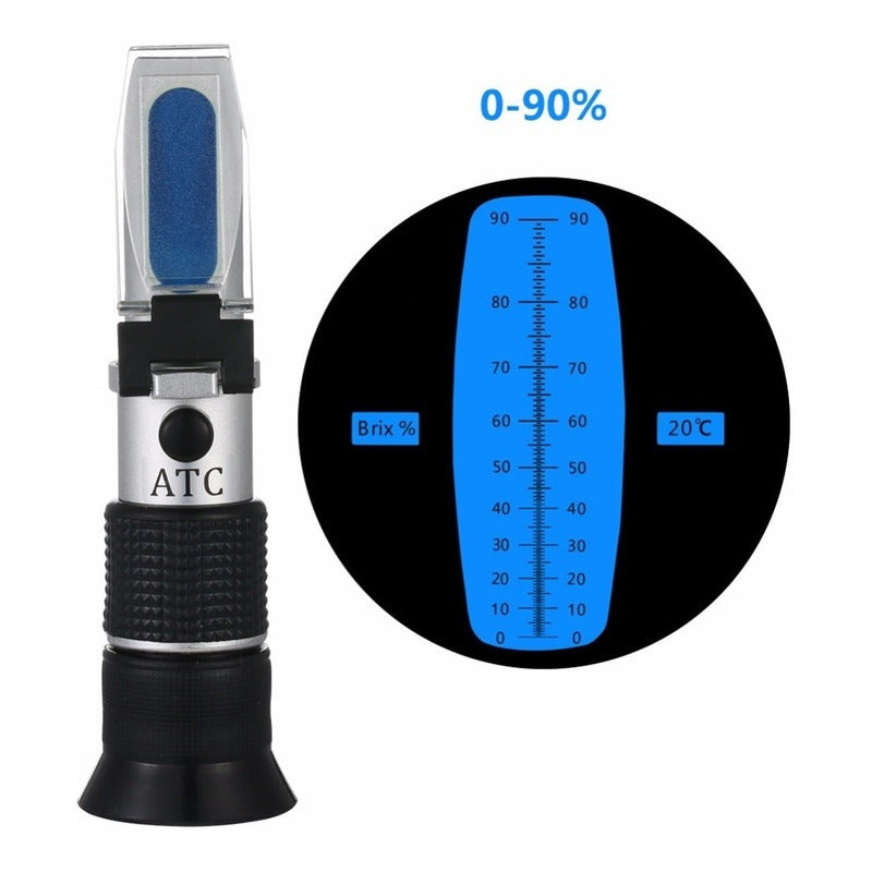 Refractometro Atc 0-90% Brix Azucar Miel Jugos Con Estuche