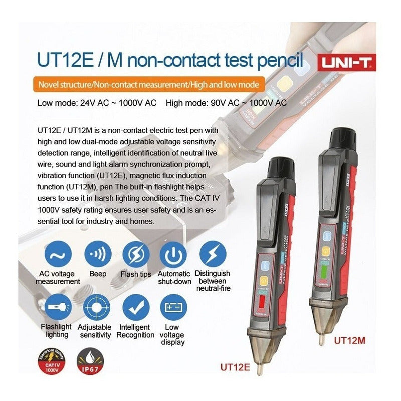 Detector De Voltaje Sin Contacto Uni-t Ut12m Protección Ip67